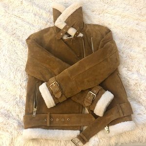 Zara Faux Suede Biker Jacket